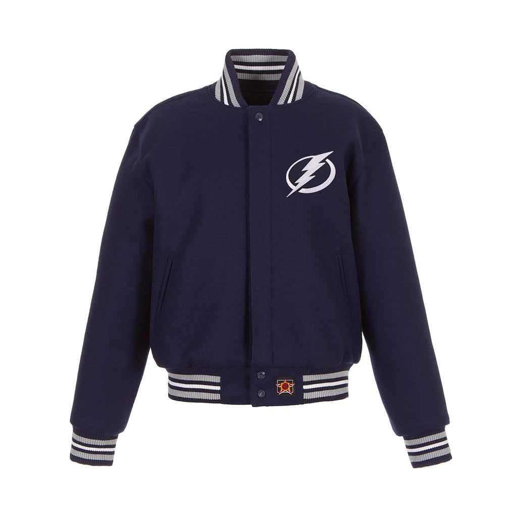 Women's Tampa Bay Lightning JH Design Navy Domestic All-Wool Embroidered Full-Zip Jacket