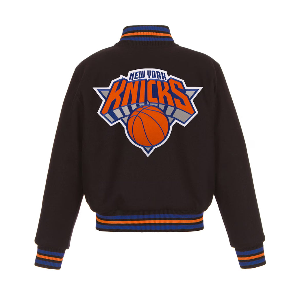 Women's New York Black Embroidered Logo Wool Jacket