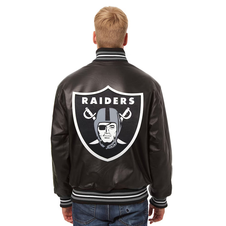 Men's Las Vegas Raiders JH Design Black Leather Jacket