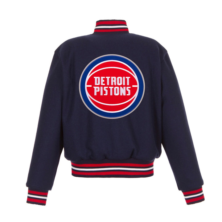 Men's Navy Embroidered Logo Wool Jacket