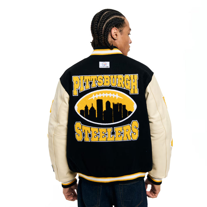 Unisex Pittsburgh Steelers Golf Wang Black Full-Snap Letterman Jacket
