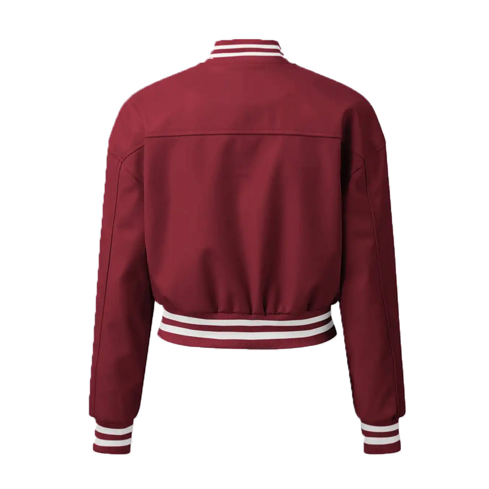 Women’s Burgundy Leather Varsity Jacket