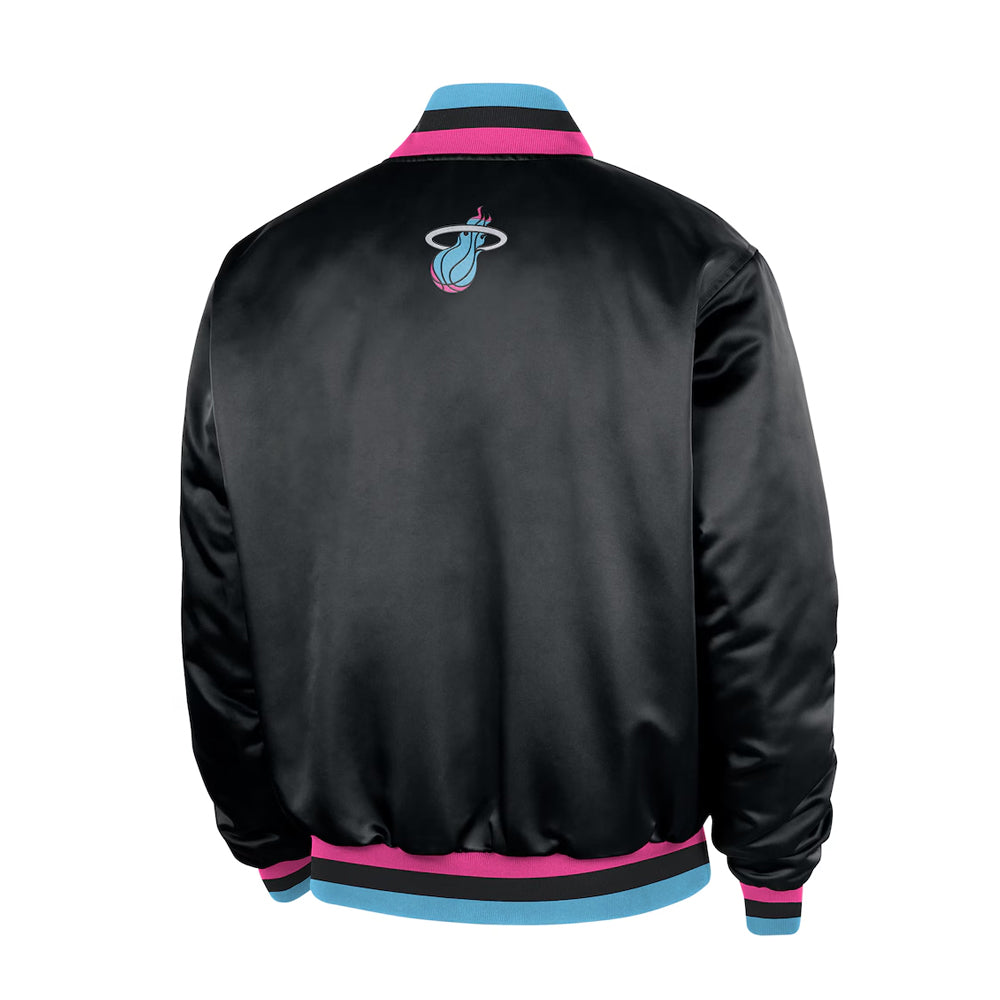 Men's Miami Heat Black 2025-26 City Edition Remix Courtside Full-Snap Bomber Jacket