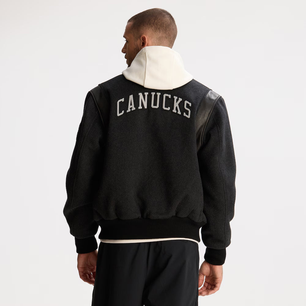 Men's Vancouver Canucks Todd Snyder Dark Heather Gray Cashmere Full-Snap Varsity Jacket