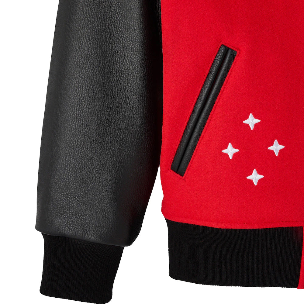 Men's Bulls Red Full-Snap Varsity Jacket