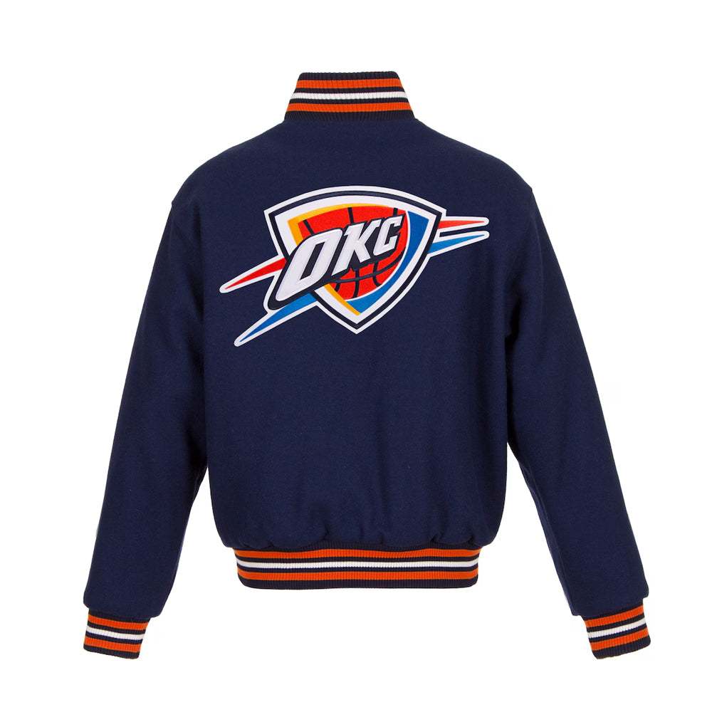 Women's Oklahoma City Thunder JH Design Navy Embroidered Logo Wool Jacket