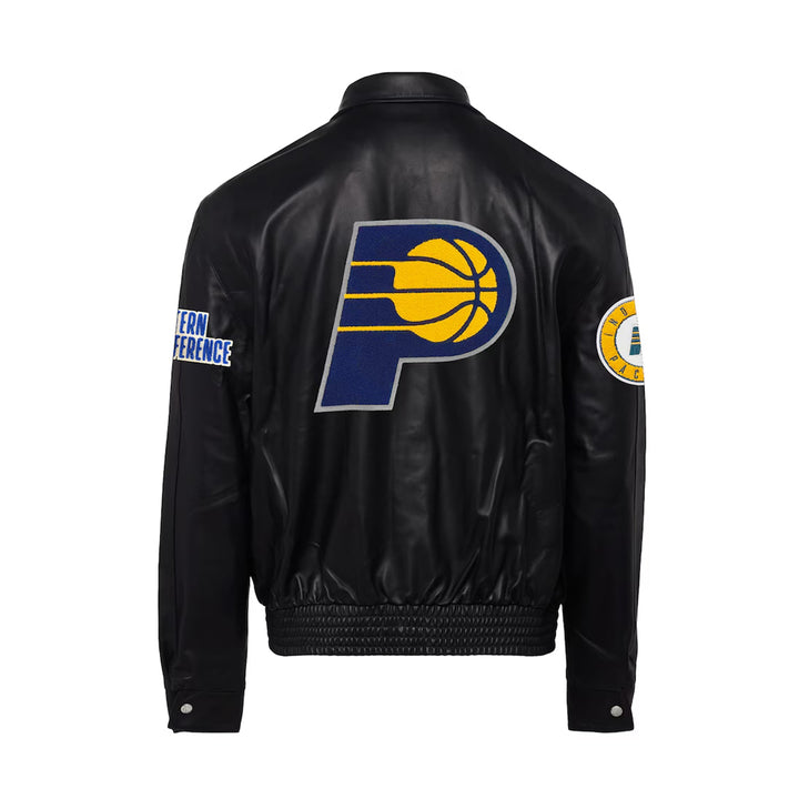 Men's Indiana Pacers Black Leather Full-Snap Jacket