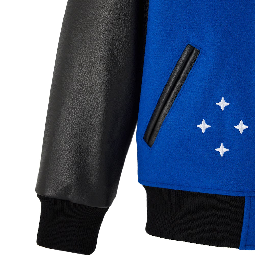 Men's Golden State Warriors OVO x NBA Royal Full-Snap Varsity Jacket