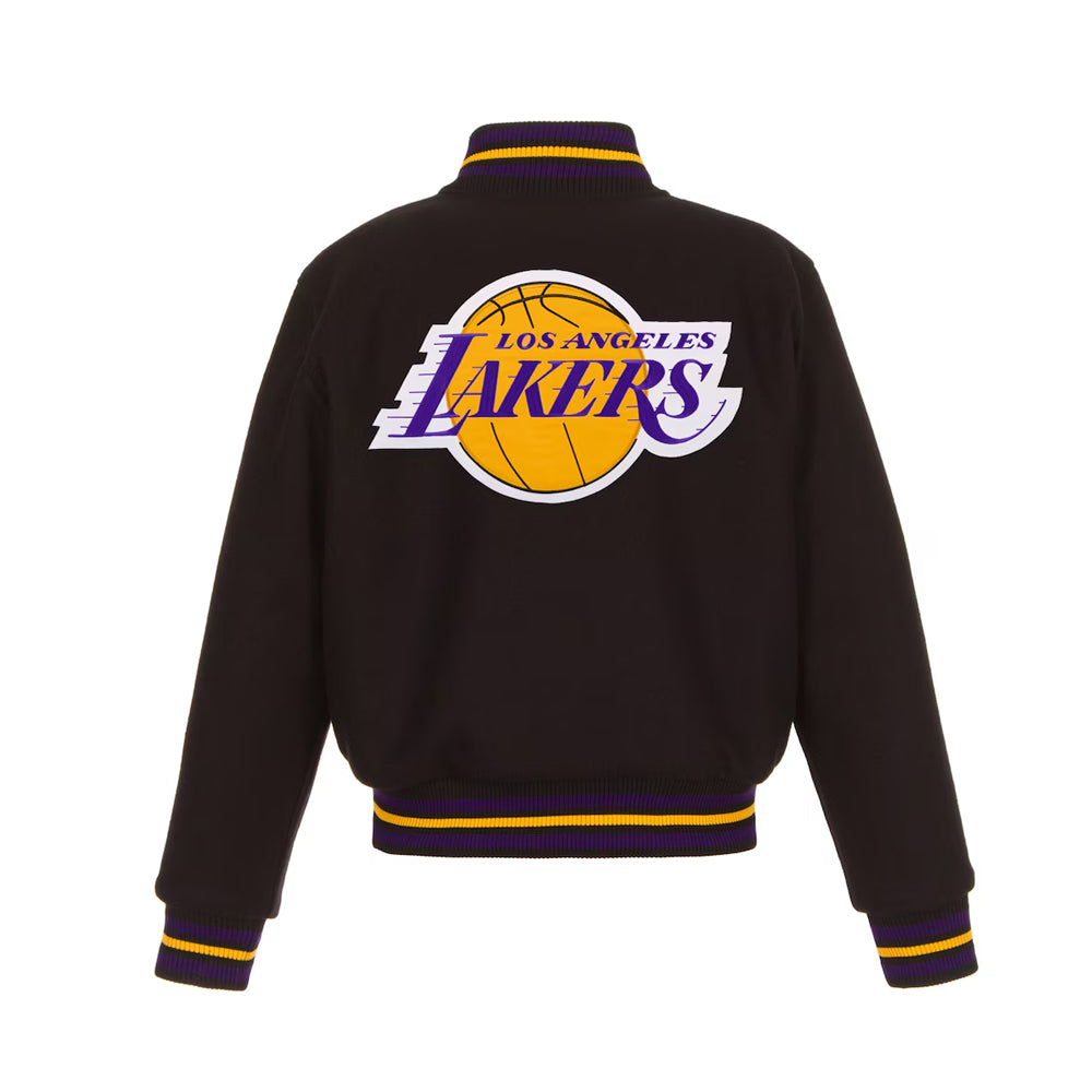 Women's Los Angeles Lakers JH Design Black Embroidered Logo Wool Jacket