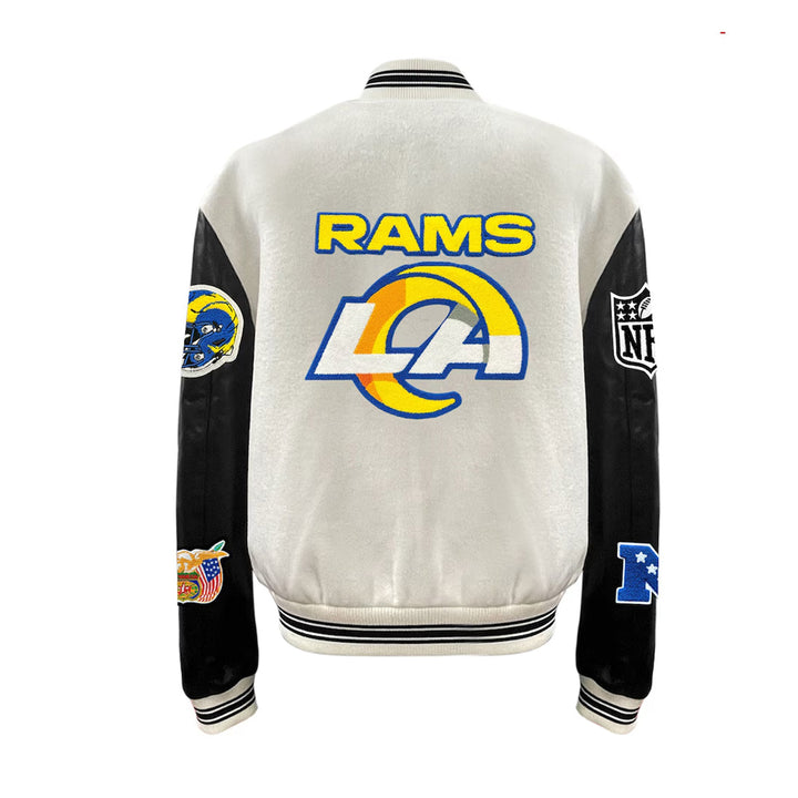 Men's Los Angeles Rams Jeff Hamilton White Wool & Leather Full-Snap Varsity Jacket