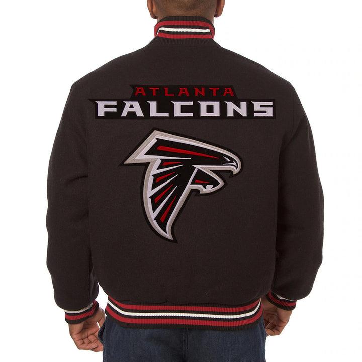 Men's Atlanta Falcons JH Design Black Embroidered Wool Jacket