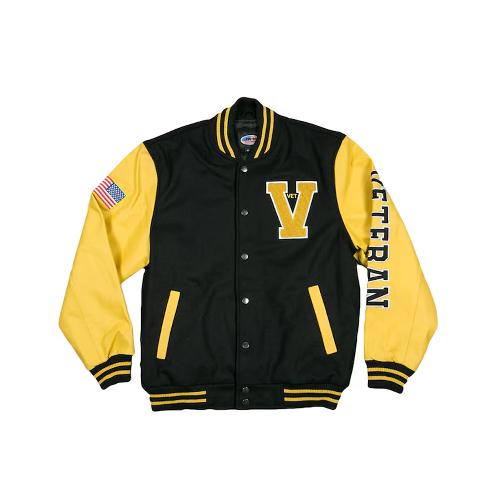 Classic Wool Men Letterman Varsity Jacket With Leather Sleeves