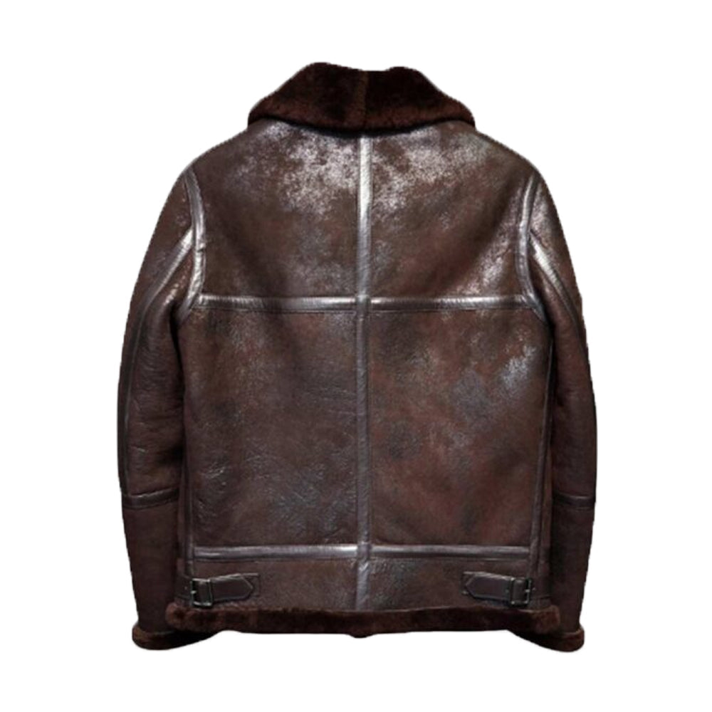 Distressed B3 Mens Shearling Leather Jacket