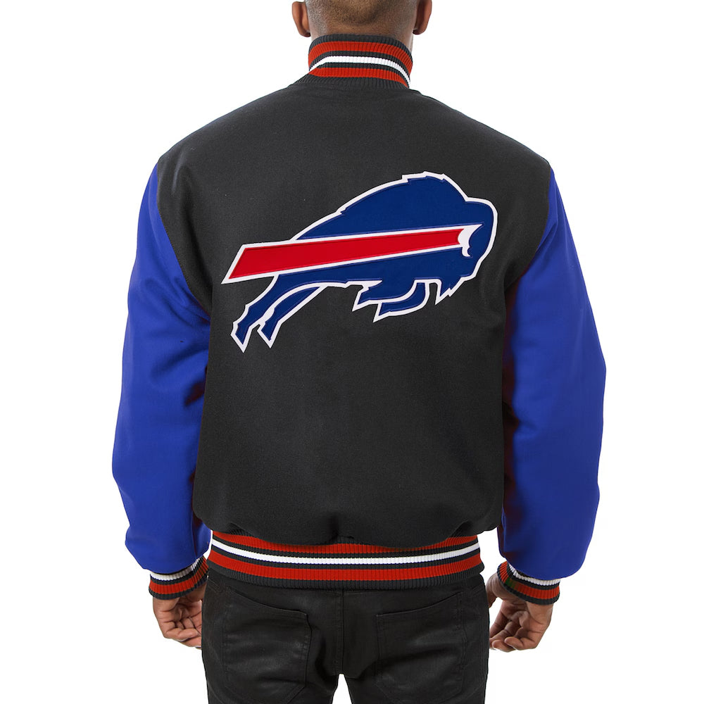 Men's Buffalo Bills JH Design Black-Royal Big & Tall Wool Full-Snap Jacket