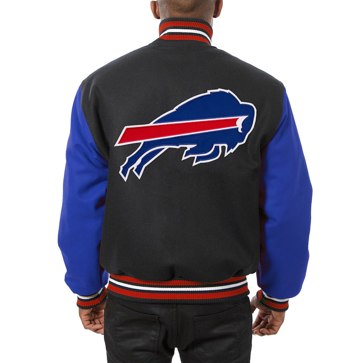 Men's Buffalo Bills JH Design Black-Royal Big & Tall Wool Full-Snap Jacket