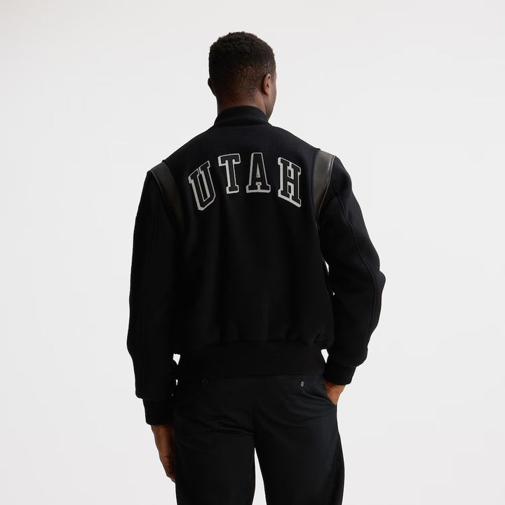 Men's Utah Mammoth Todd Snyder Heather Black Cashmere Full-Snap Varsity Jacket