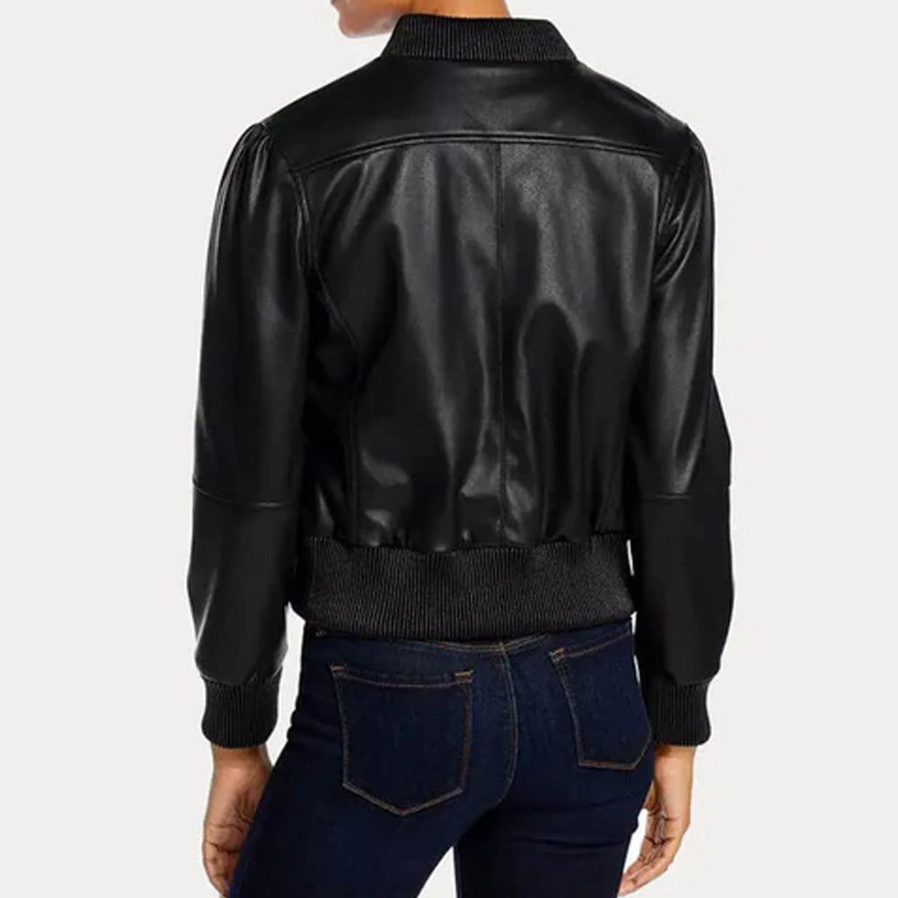 Women’s Black Bomber Leather Jacket