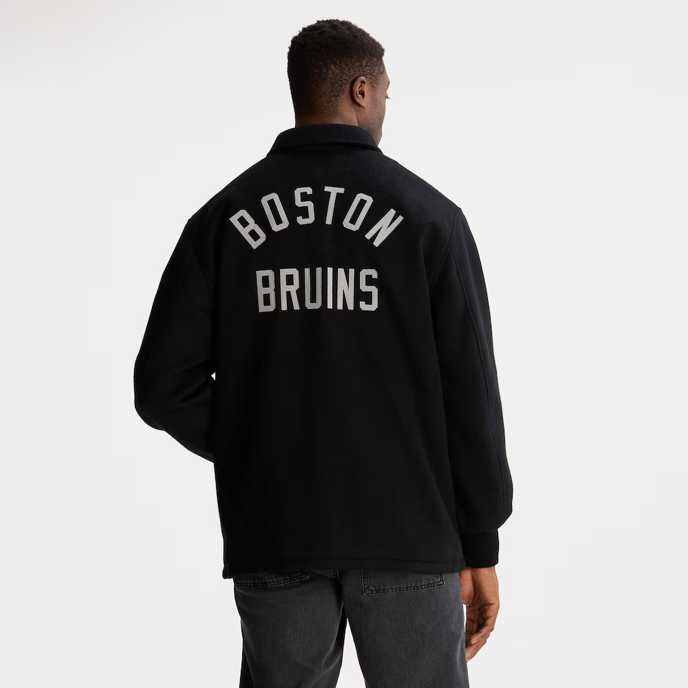 Men's Boston Bruins Todd Snyder Black Cashmere Full-Snap Coaches Jacket