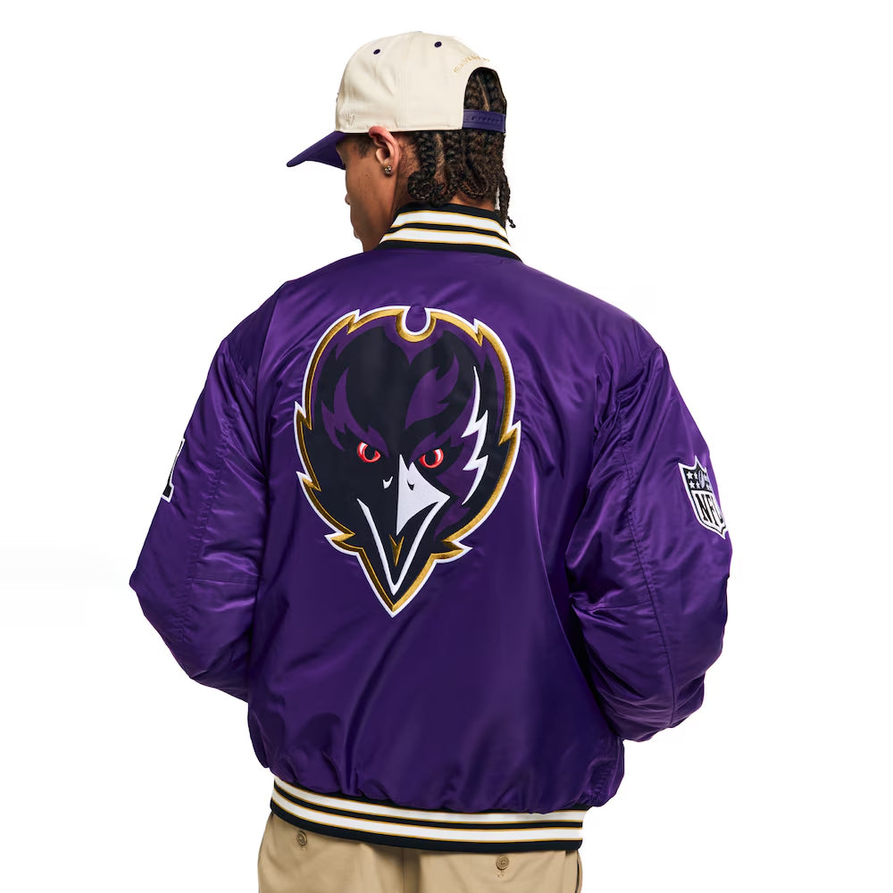 Unisex Baltimore Ravens Golf Wang Purple Full-Snap Bomber Jacket