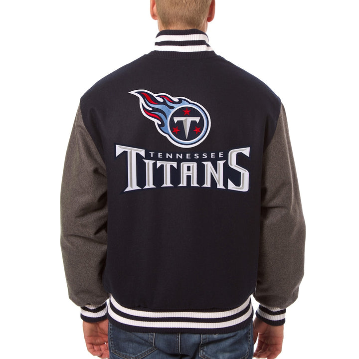 Men's Tennessee Titans JH Design Navy-Gray Big & Tall Wool Full-Snap Jacket