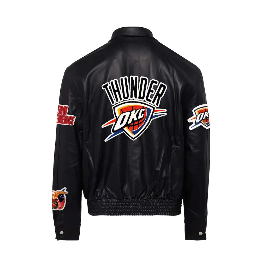 Men's Oklahoma City Thunder Black Leather Full-Snap Jacket