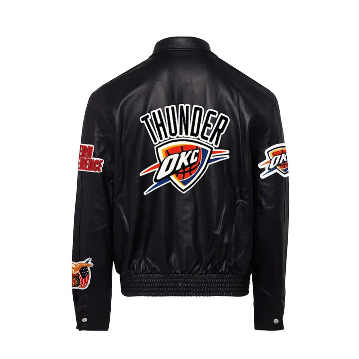 Men's Oklahoma City Thunder Black Leather Full-Snap Jacket