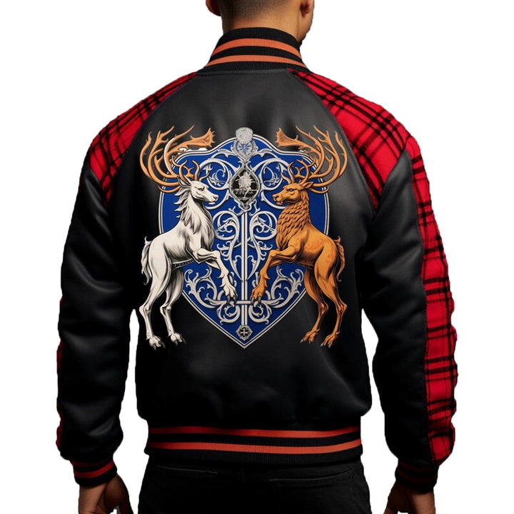 Stag Crest Varsity Jacket Highland Bull Embroidery