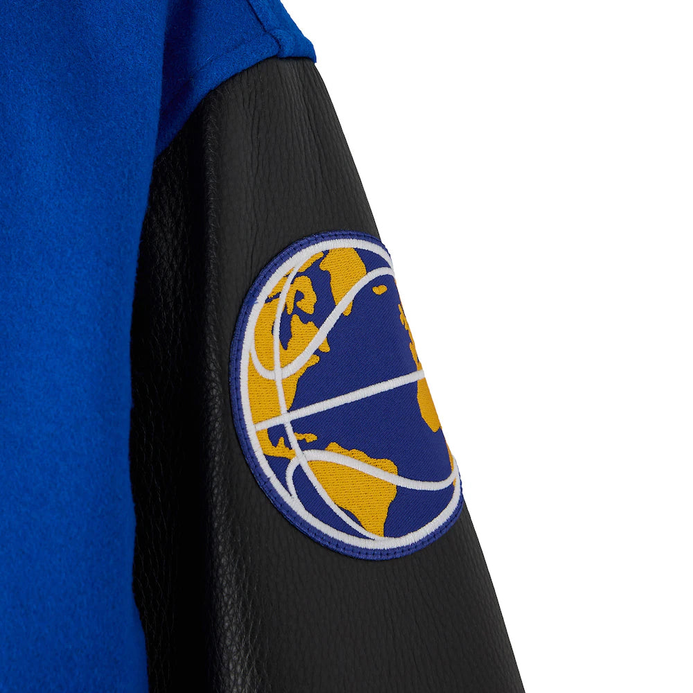 Men's Golden State Warriors OVO x NBA Royal Full-Snap Varsity Jacket