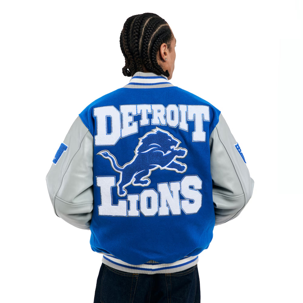 Unisex Detroit Lions Golf Wang Blue Full-Snap Letterman Jacket