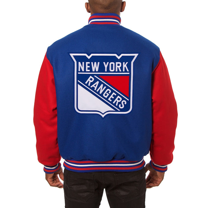 Men's New York Rangers JH Design Royal Domestic All-Wool Jacket with Embroidered Logos