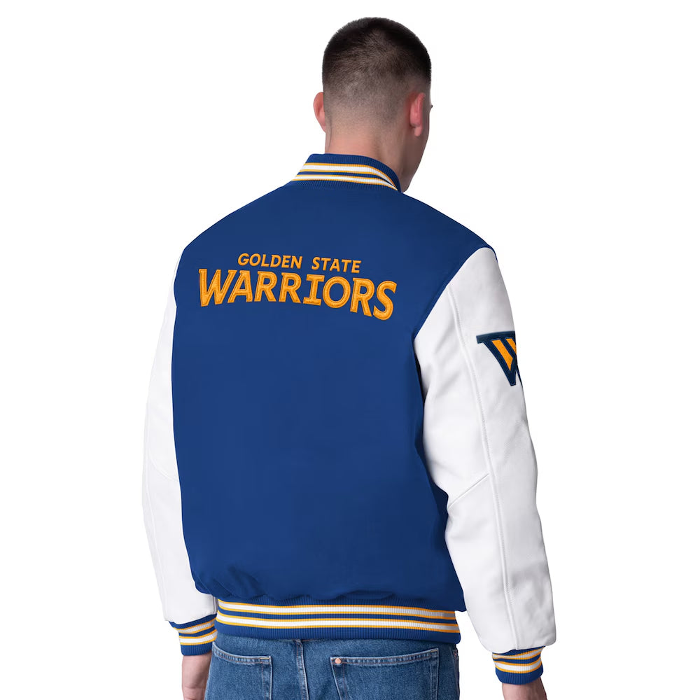Men's Golden State Warriors Wool & Leather Full-Snap Varsity Jacket
