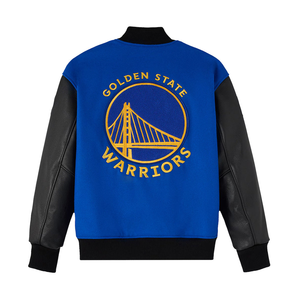 Men's Golden State Warriors OVO x NBA Royal Full-Snap Varsity Jacket