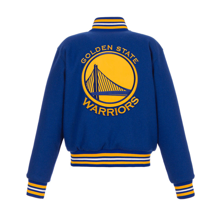 men's Golden State Warriors JH Design Royal Embroidered Logo Wool Jacket
