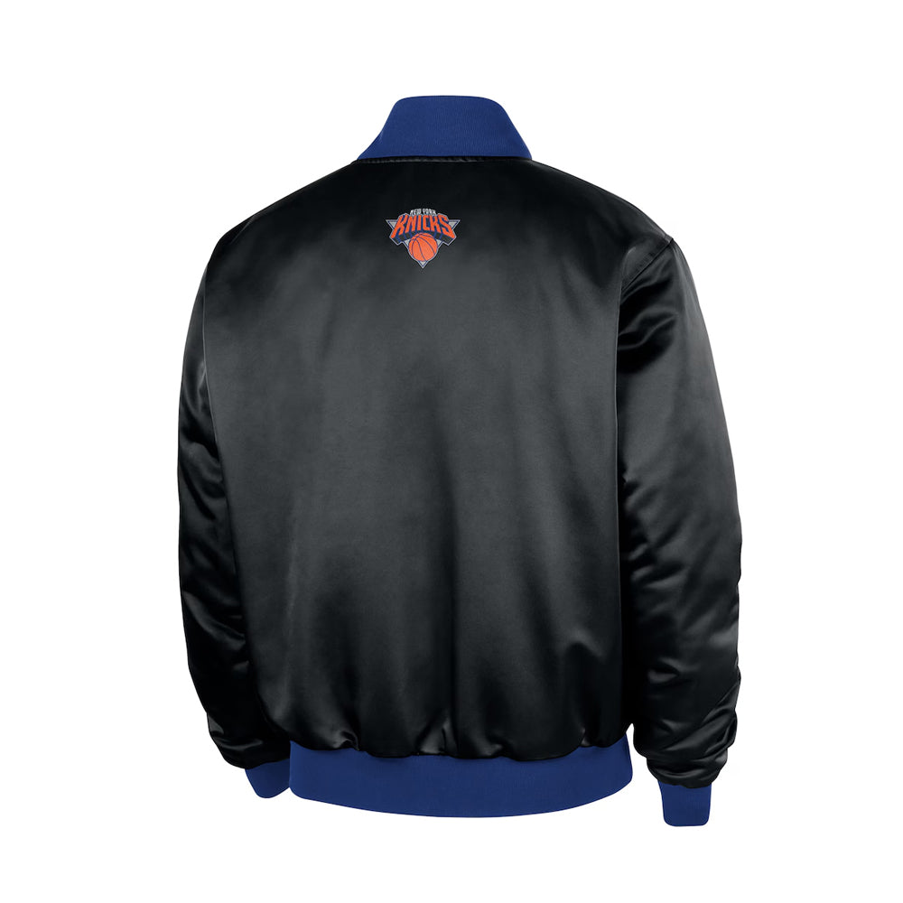 Men's New York Knicks Black 2025-26 City Edition Remix Courtside Full-Snap Bomber Jacket