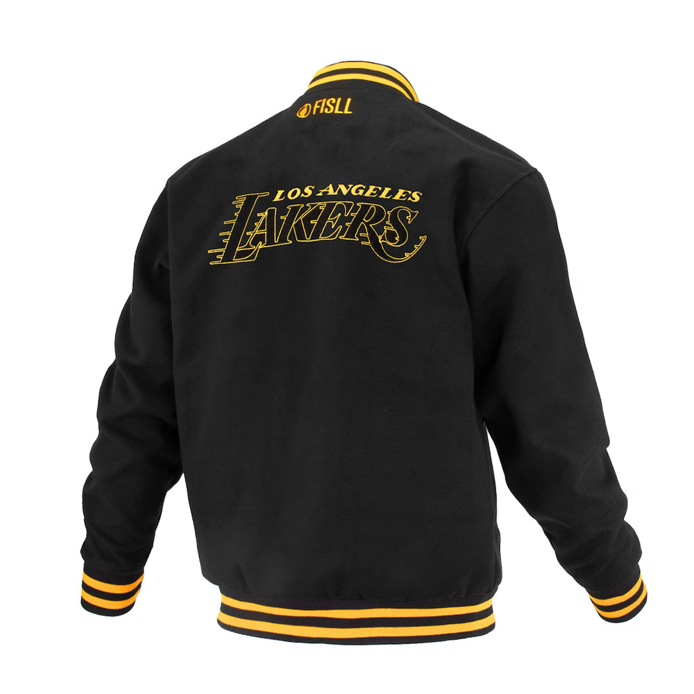 Unisex Los Angeles Lakers FISLL Black Logoman Shadow Collection Full-Snap Varsity Jacket