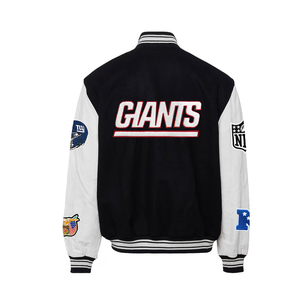 Men's New York Giants  Black Wool & Leather Full-Snap Varsity Jacket