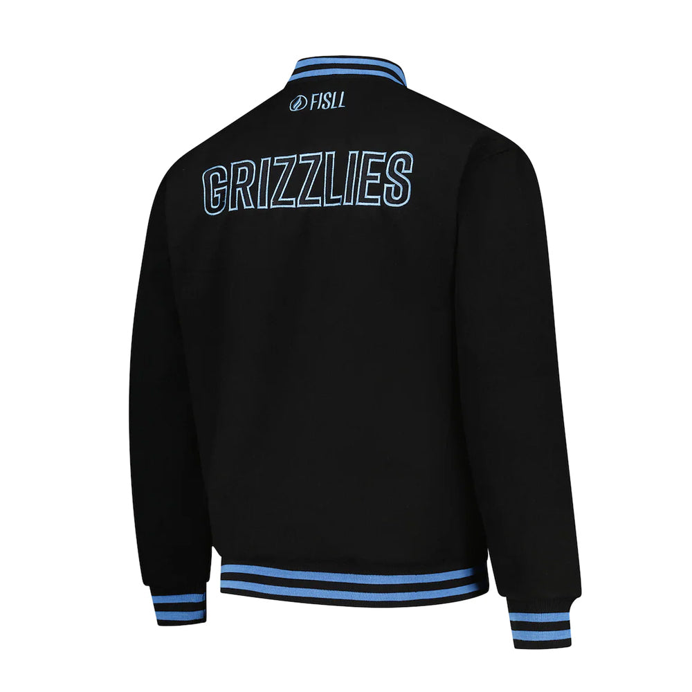 Unisex Memphis Grizzlies FISLL Black Logoman Shadow Collection Full-Snap Varsity Jacket