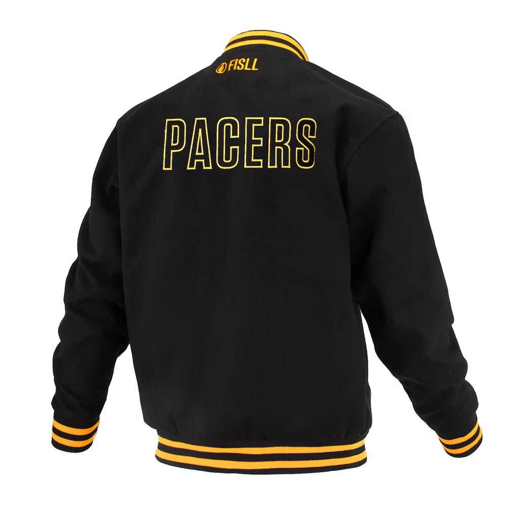 Unisex Indiana Pacers FISLL Black Logoman Shadow Collection Full-Snap Varsity Jacket