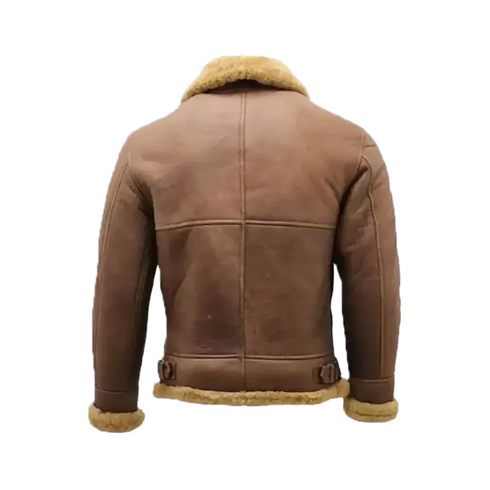 Men's Shearling Brown Leather Fur Jacket