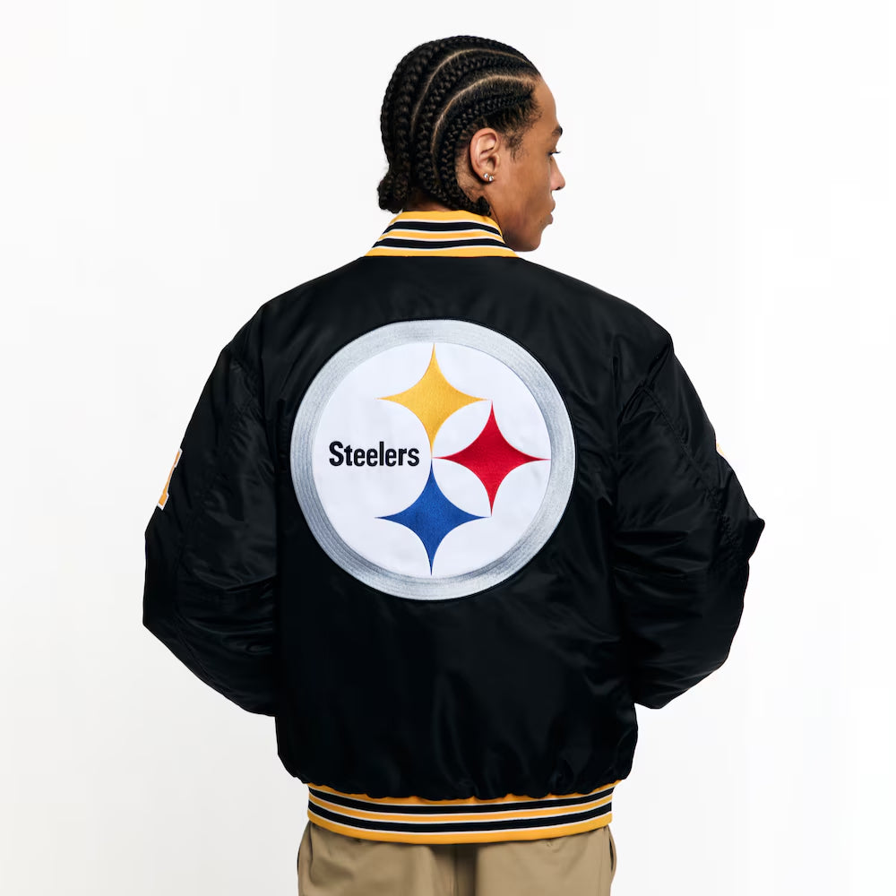 Unisex Pittsburgh Steelers Golf Wang Black Full-Snap Bomber Jacket