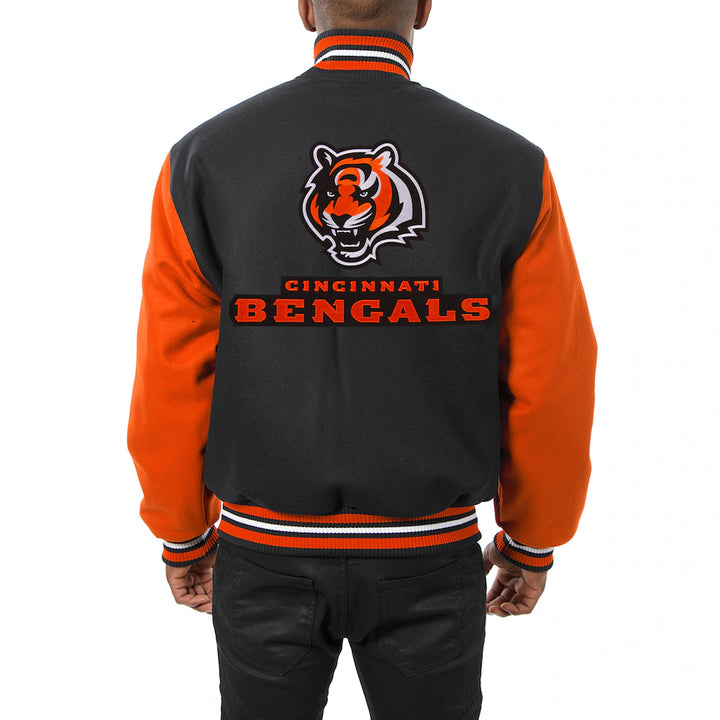 Men's Cincinnati Bengals JH Design Black-Orange Big & Tall Wool Full-Snap Jacket