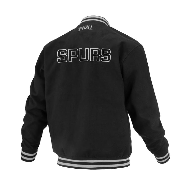 Unisex San Antonio Spurs FISLL Black Logoman Shadow Collection Full-Snap Varsity Jacket
