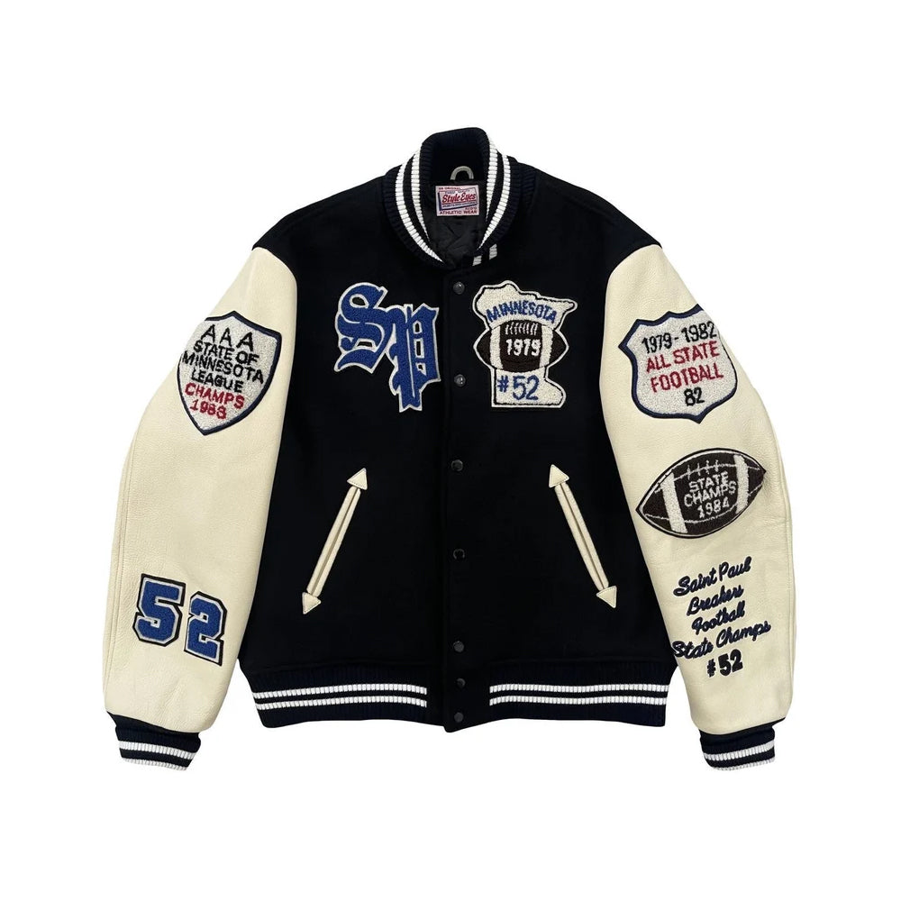 Classic Letterman Premium Varsity Jacket – Wool Body & Leather Sleeves