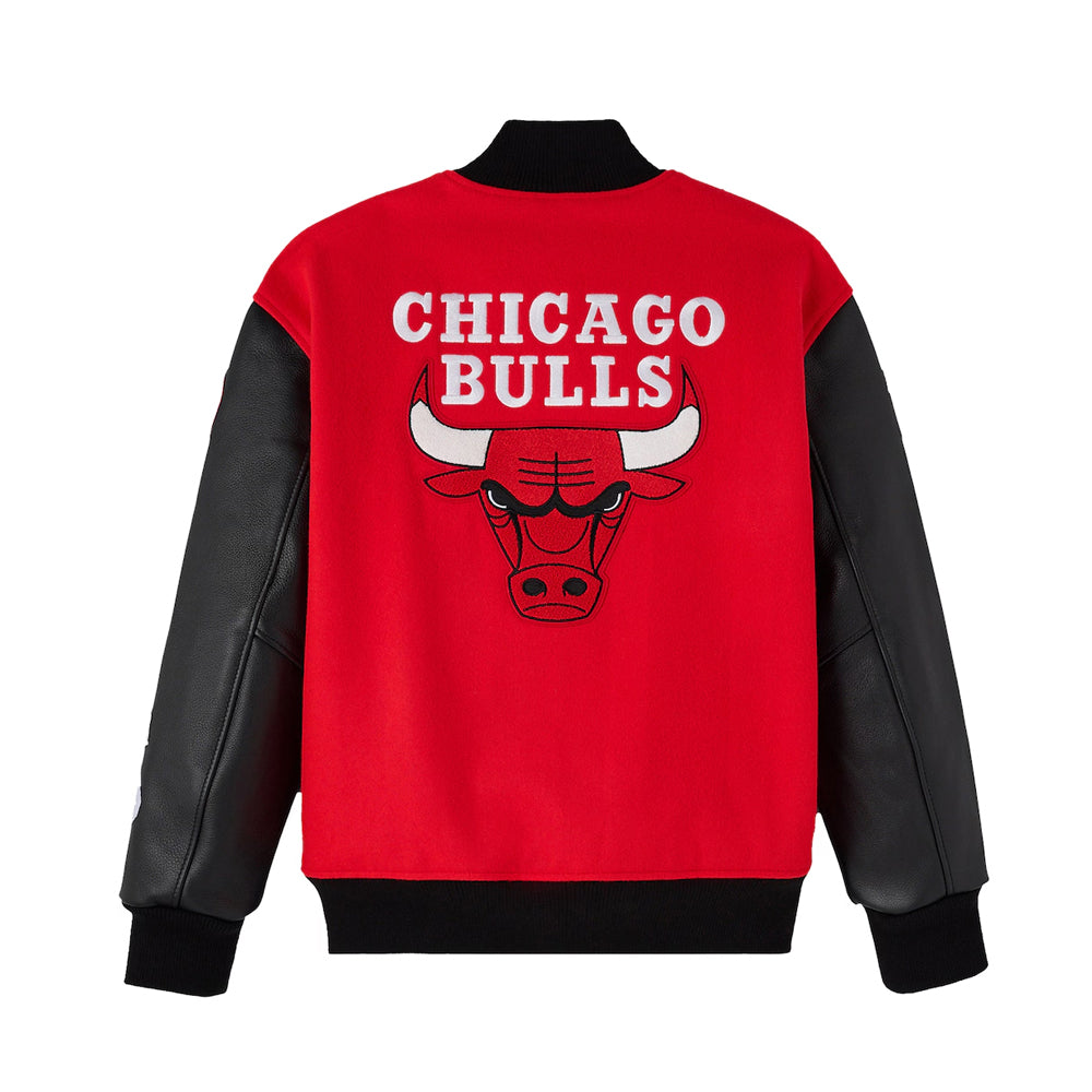 Men's Bulls Red Full-Snap Varsity Jacket