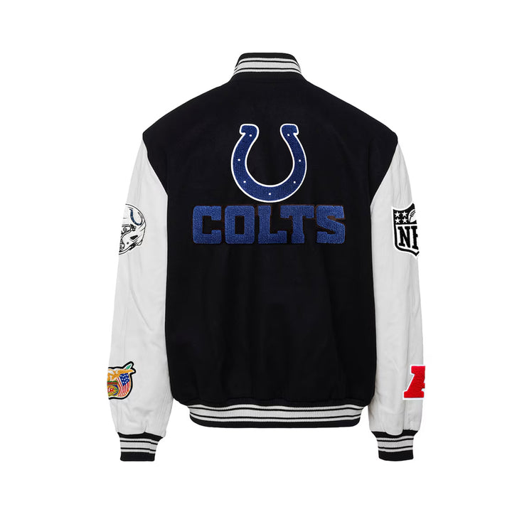 Men's Indianapolis Colts Black Wool & Leather Full-Snap Varsity Jacket