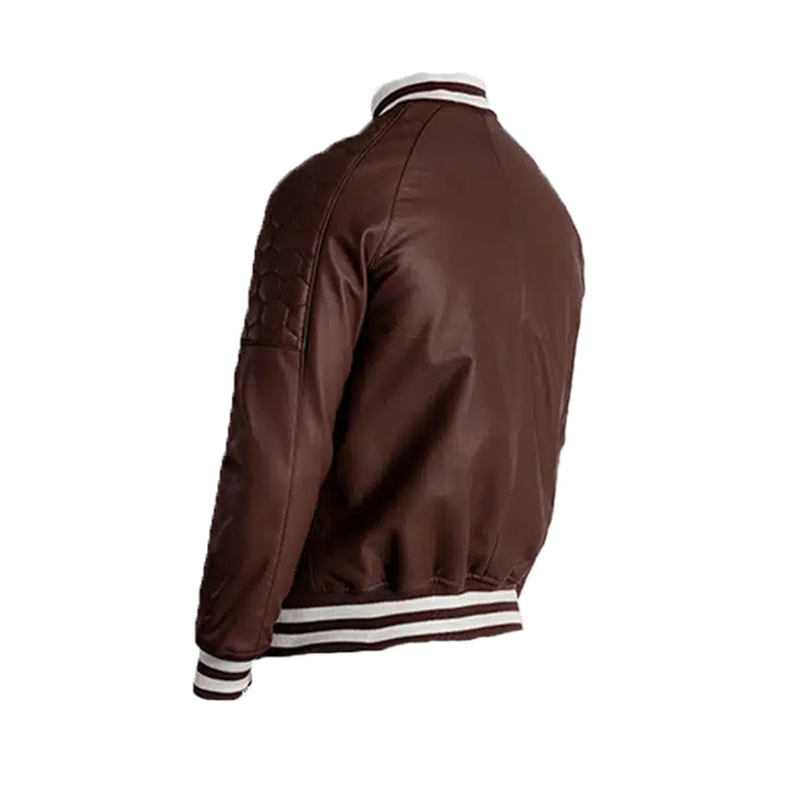 Men's Maroon Leather Varsity Jacket