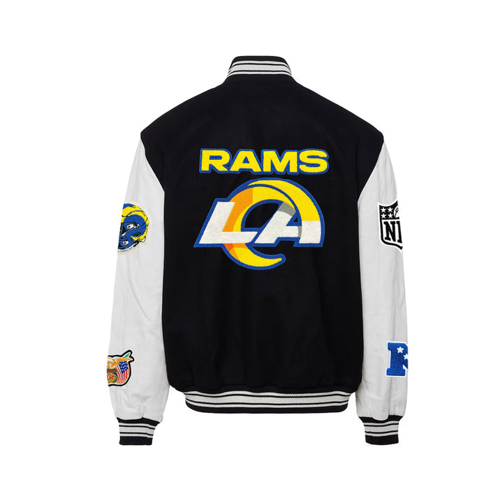 Men's Los Angeles Rams Jeff Hamilton Black Wool & Leather Full-Snap Varsity Jacket