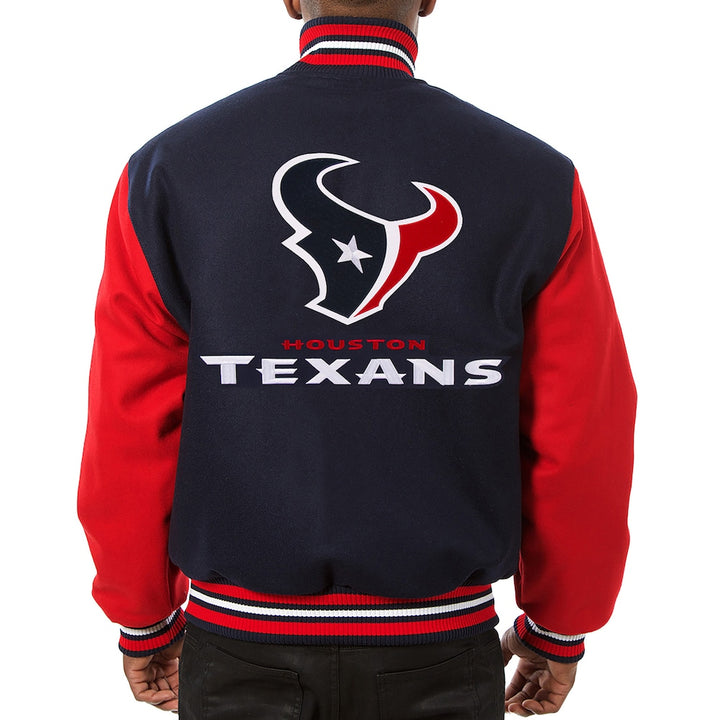 Men's Houston Texans JH Design Navy-Red Big & Tall Wool Full-Snap Jacket