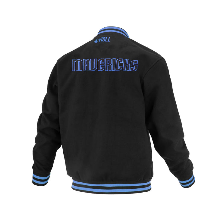 Unisex Dallas Mavericks FISLL Black Logoman Shadow Collection Full-Snap Varsity Jacket
