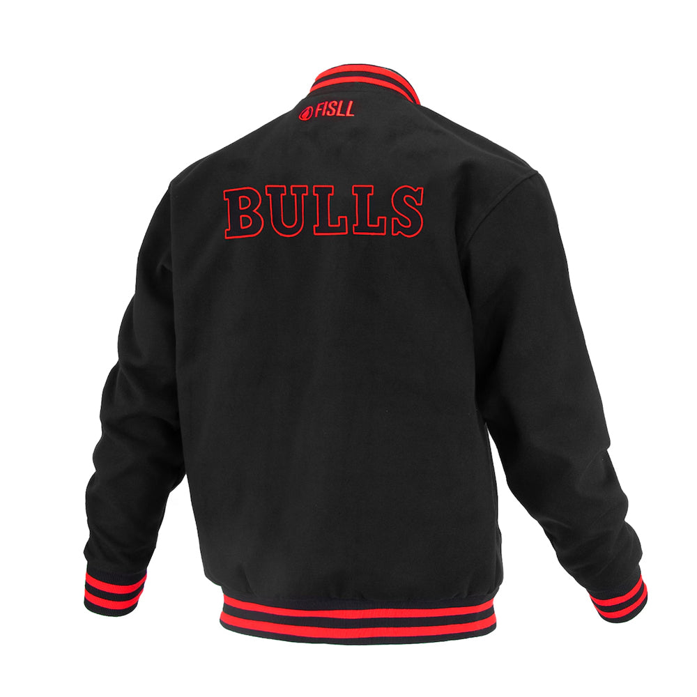 Unisex Chicago Bulls FISLL Black Logoman Shadow Collection Full-Snap Varsity Jacket